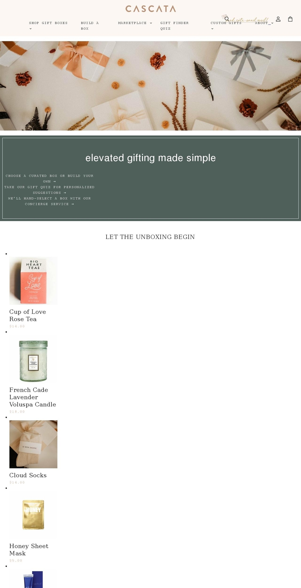 Basis Shopify theme site example cascatagifts.com