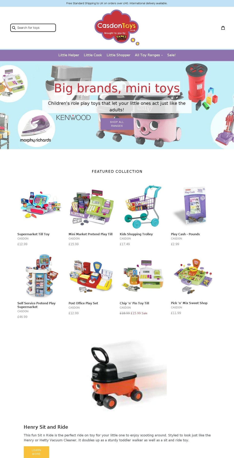 casdontoys.com — Shopify storefront screenshot