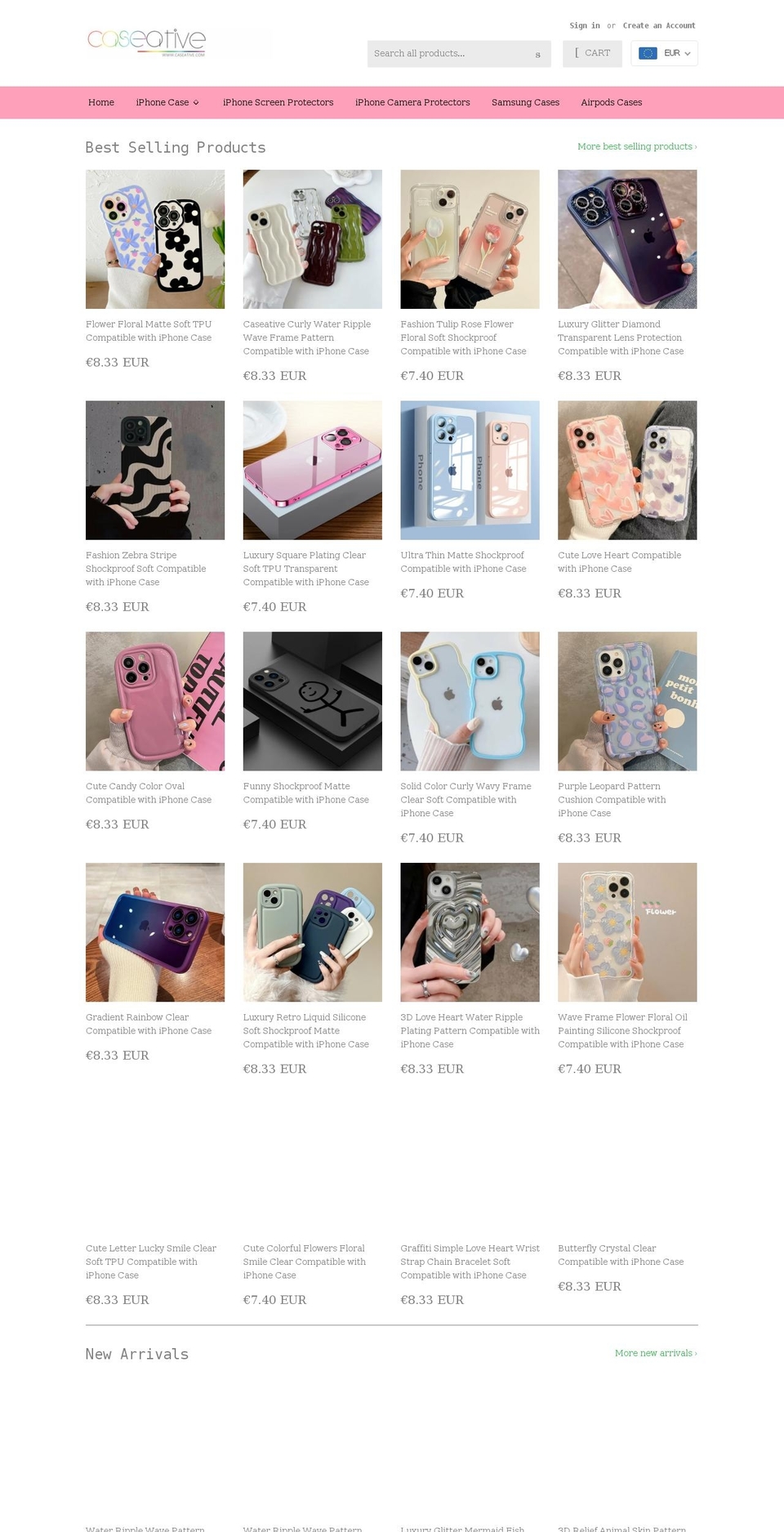 caseative.com shopify website screenshot