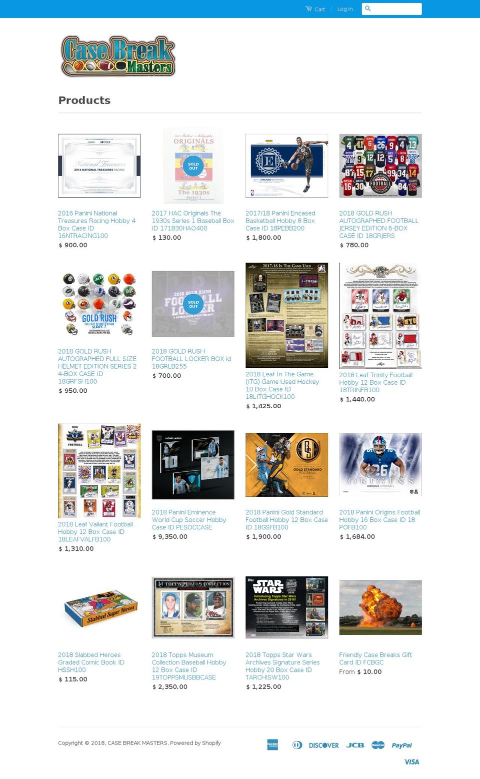 casebreakmasters.com — Shopify storefront screenshot