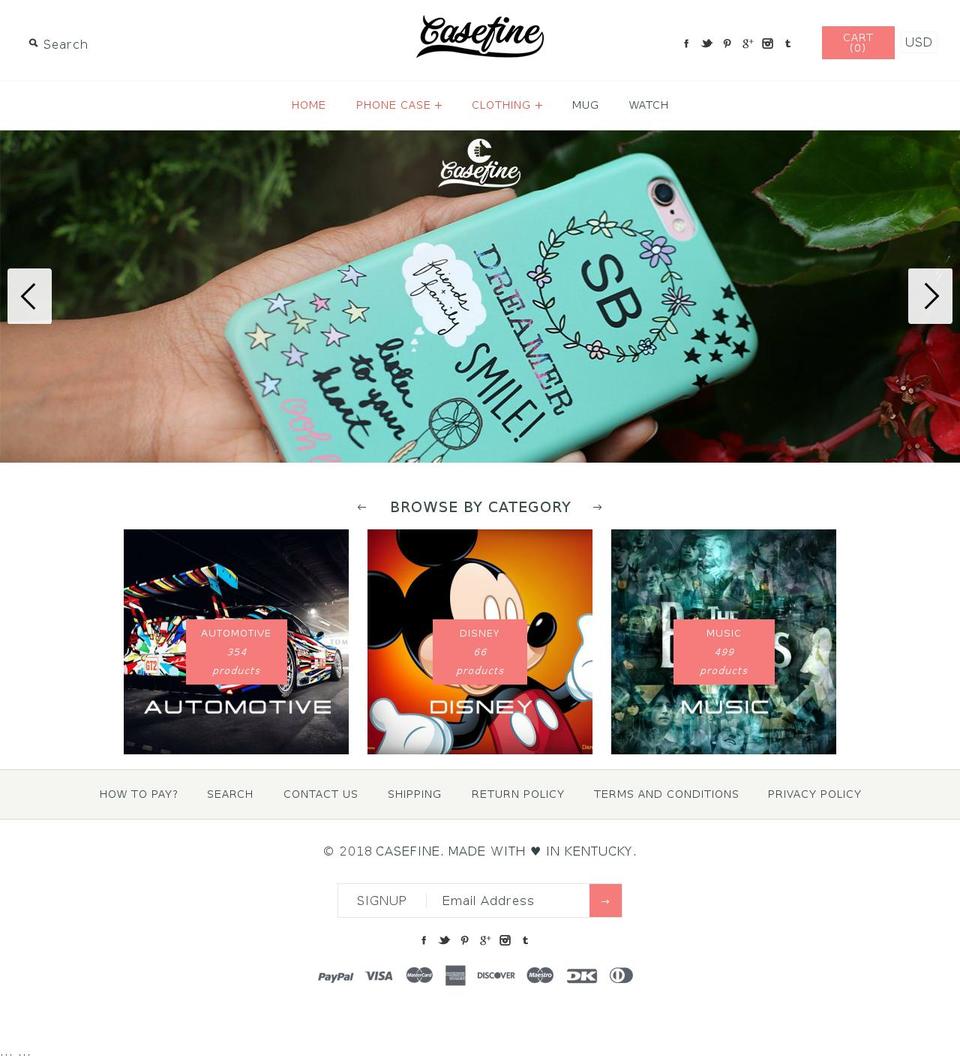 casefine.com — Shopify storefront screenshot