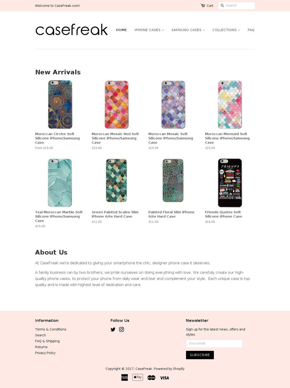 casefreak.com shopify website screenshot
