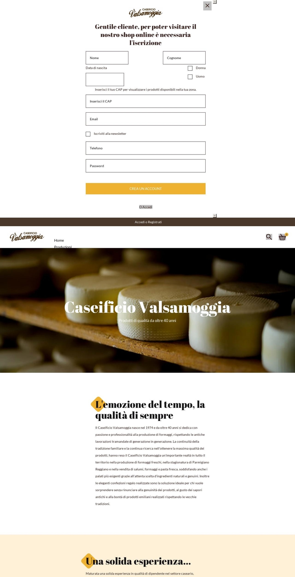 caseificiovalsamoggia.it shopify website screenshot