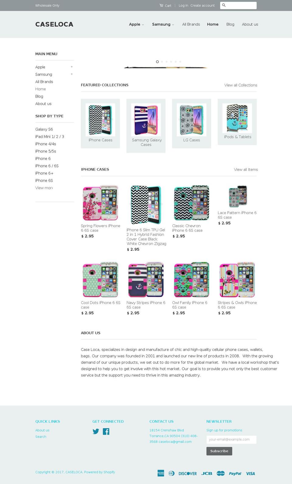 caseloca.com shopify website screenshot