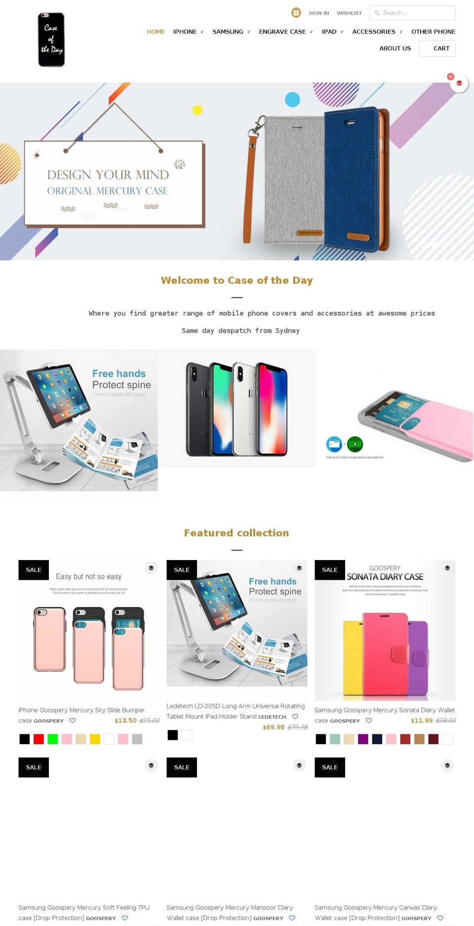 caseoftheday.com.au shopify website screenshot