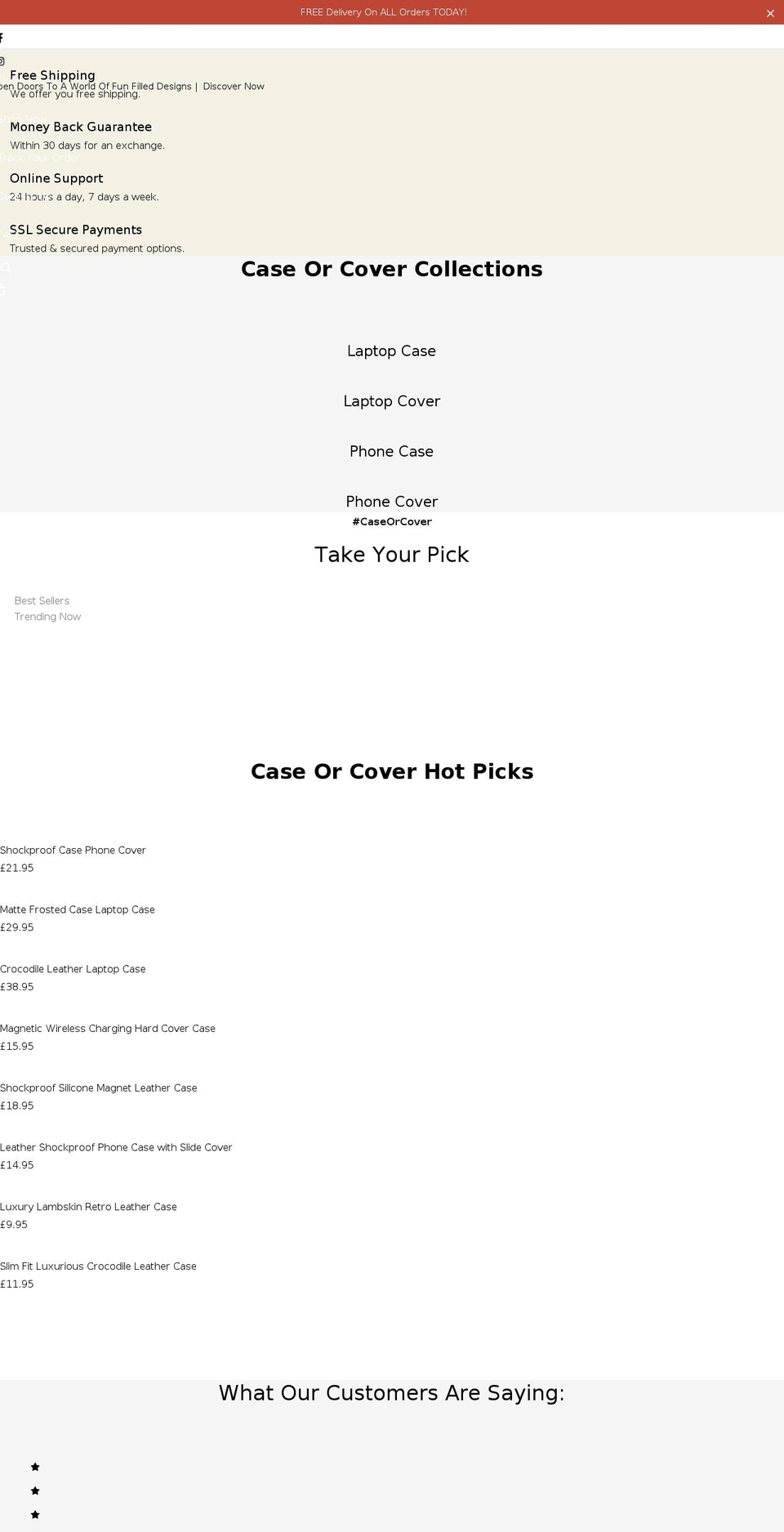 caseorcover.com shopify website screenshot