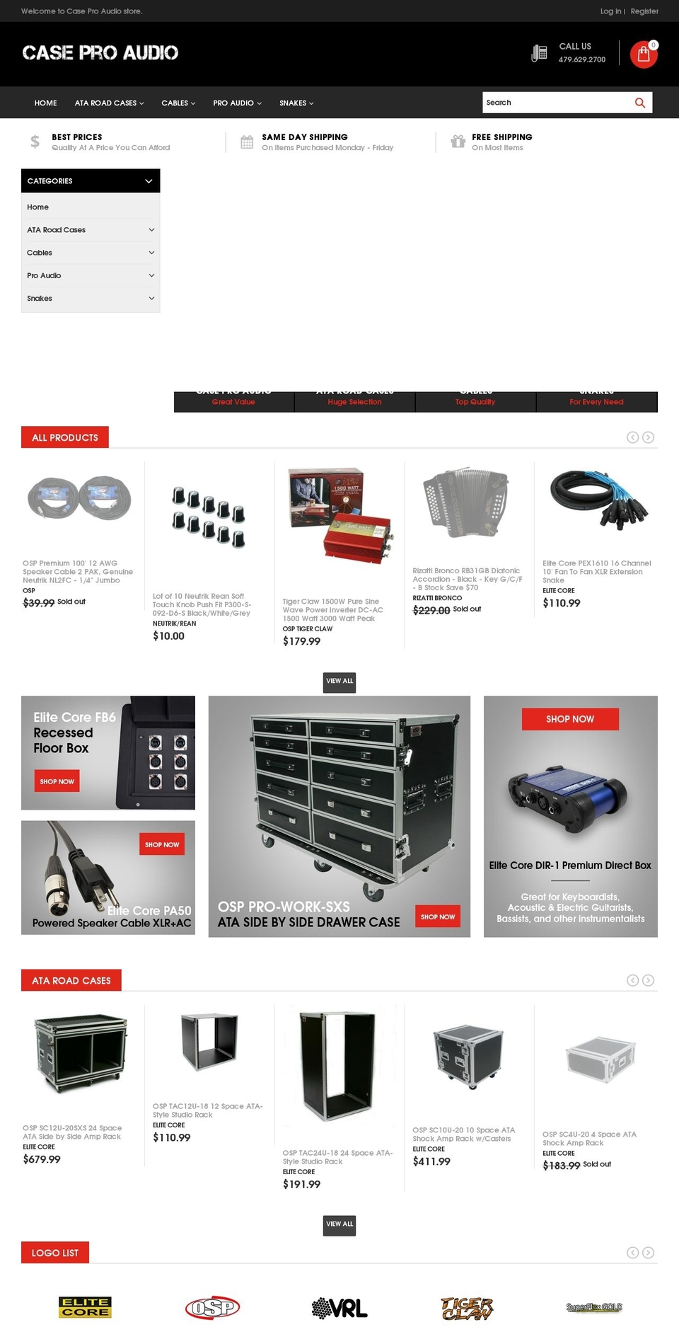 caseproaudio.com — Shopify storefront screenshot