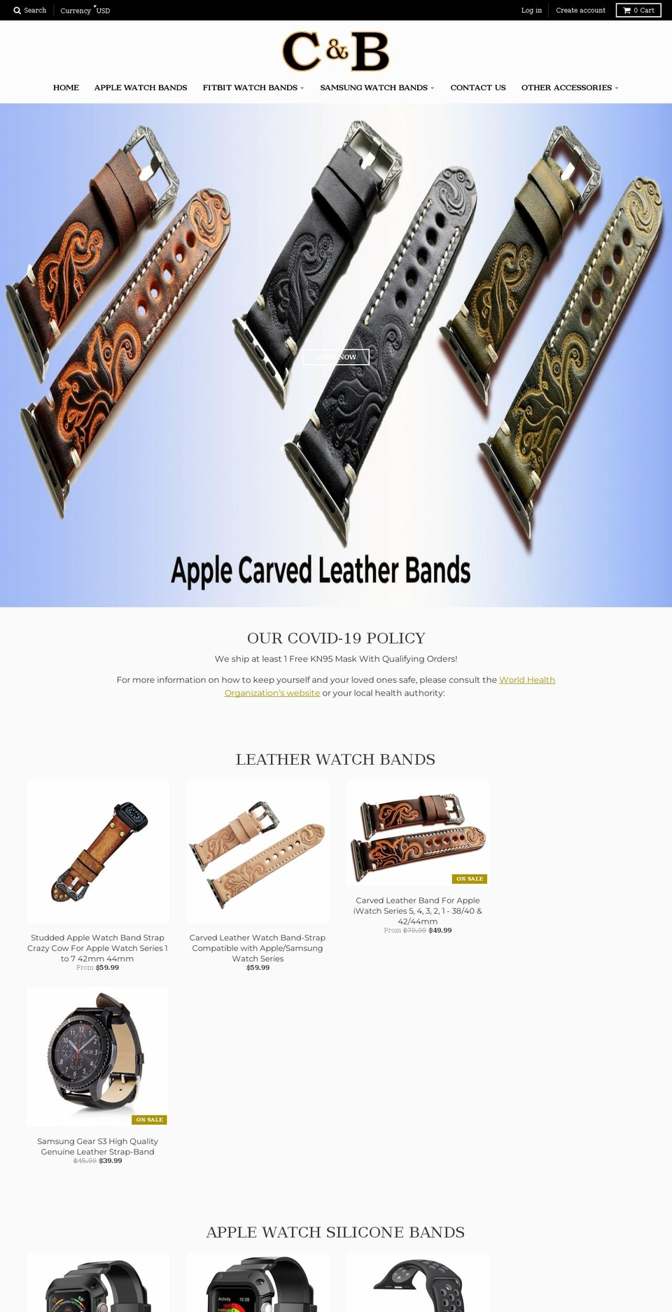 casesandbands.com shopify website screenshot