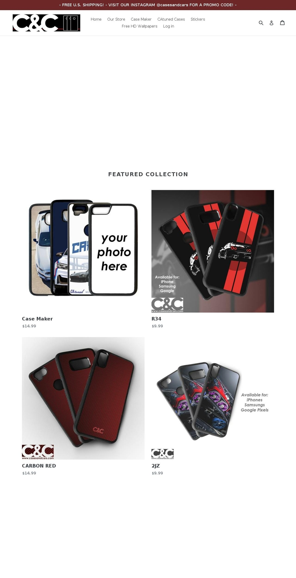 casesandcars.com shopify website screenshot