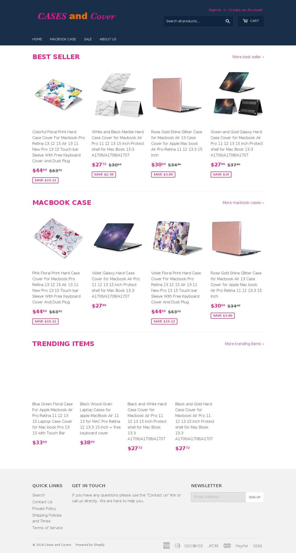 casesandcover.com — Shopify storefront screenshot
