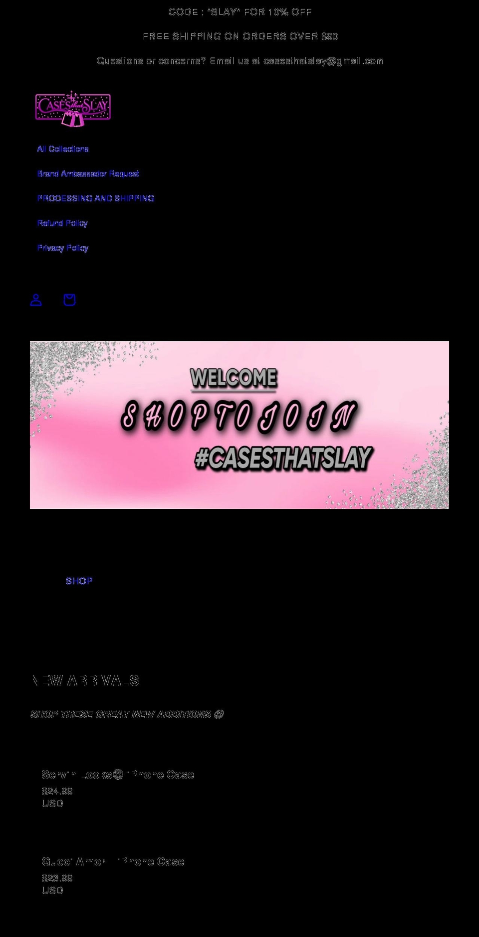 casesthatslay.com shopify website screenshot