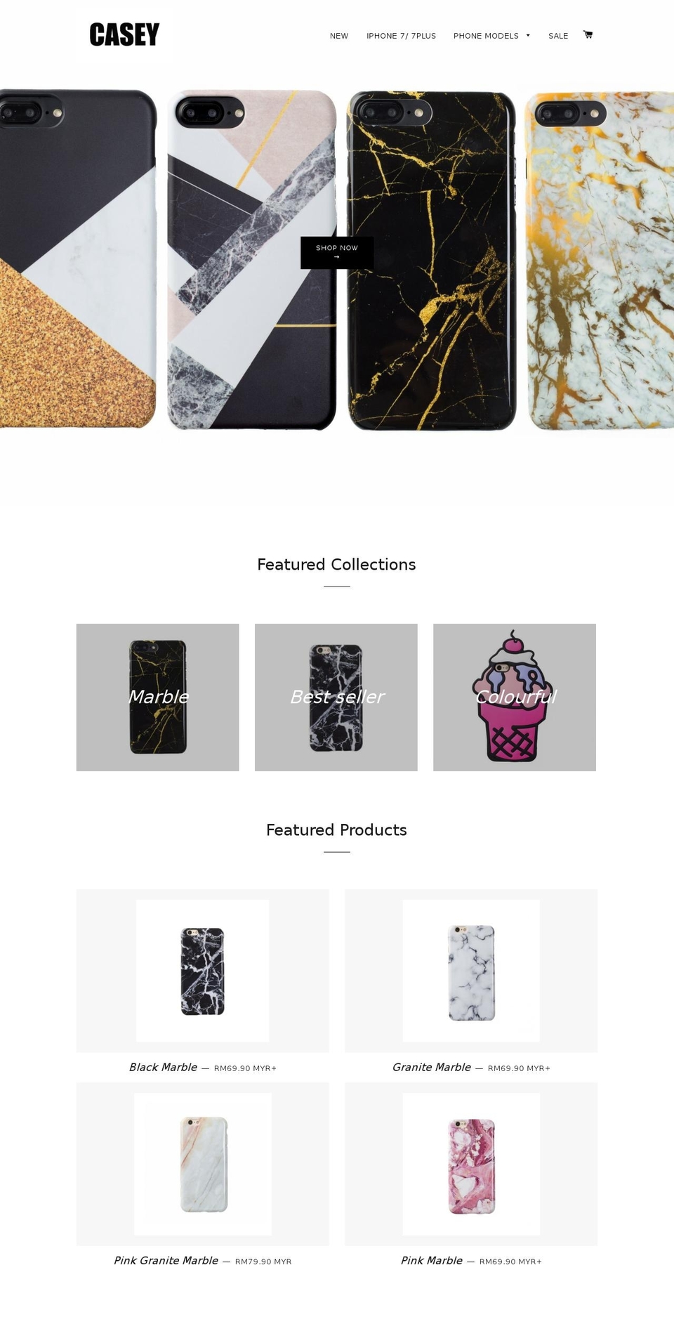 caseycases.com shopify website screenshot