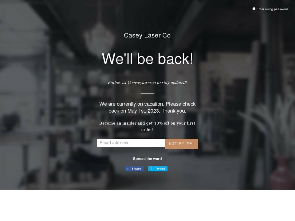 caseylaserco.com shopify website screenshot