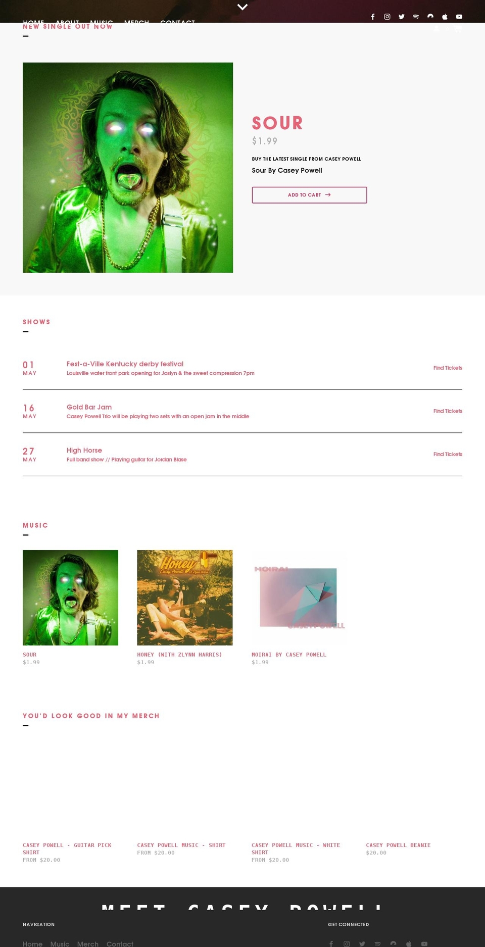 caseypowellproductions.com shopify website screenshot