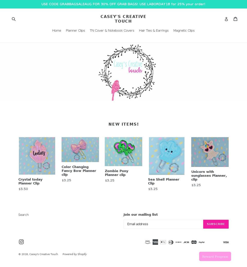 caseyscreativetouch.com — Shopify storefront screenshot