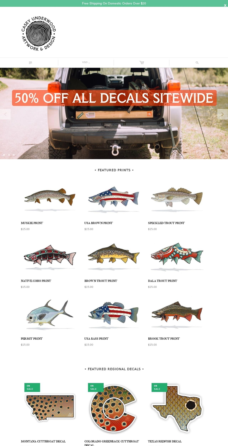 caseyunderwood.com shopify website screenshot