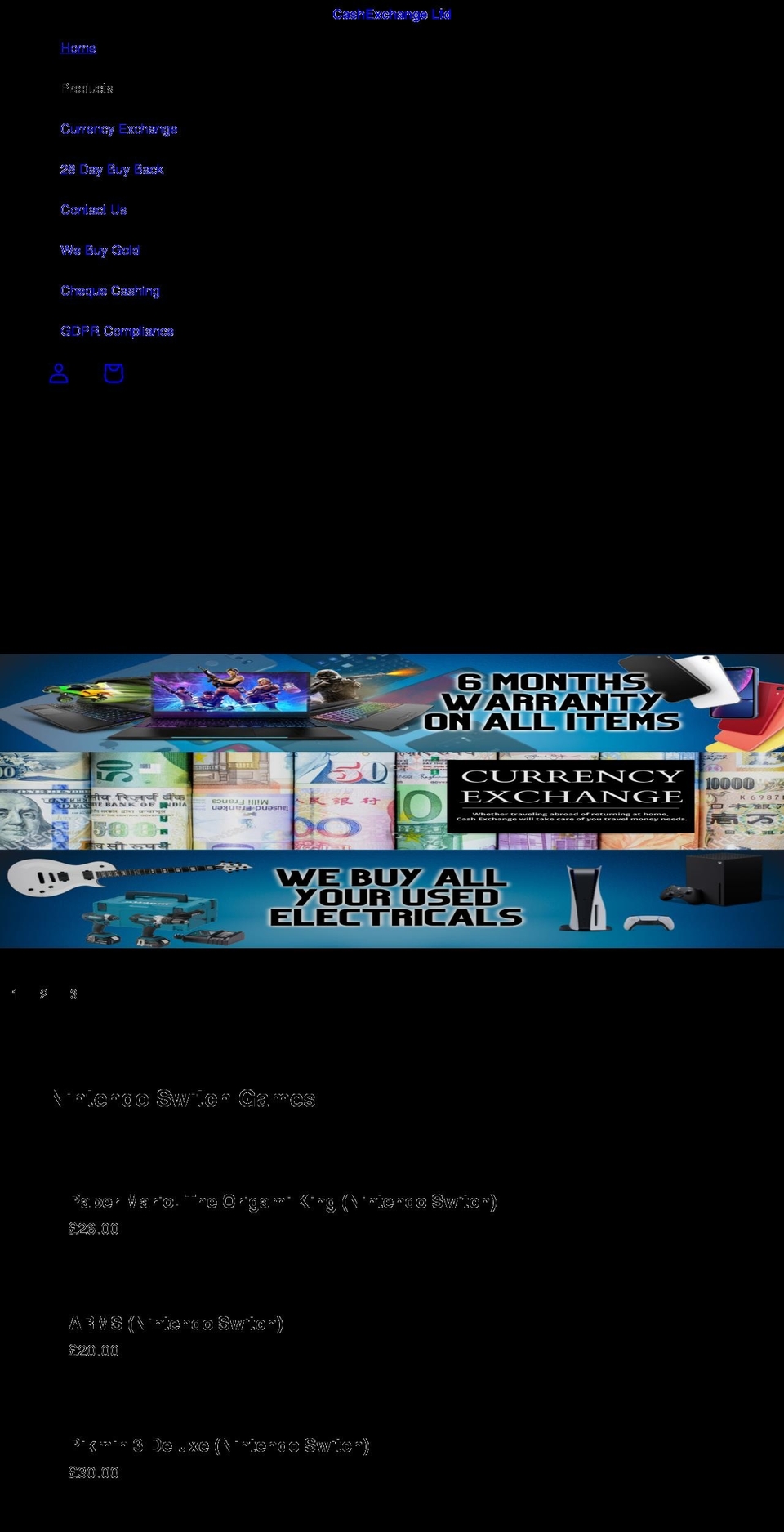 cashexchangeltd.com shopify website screenshot