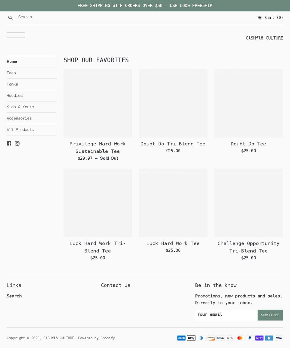 cashfloculture.com shopify website screenshot