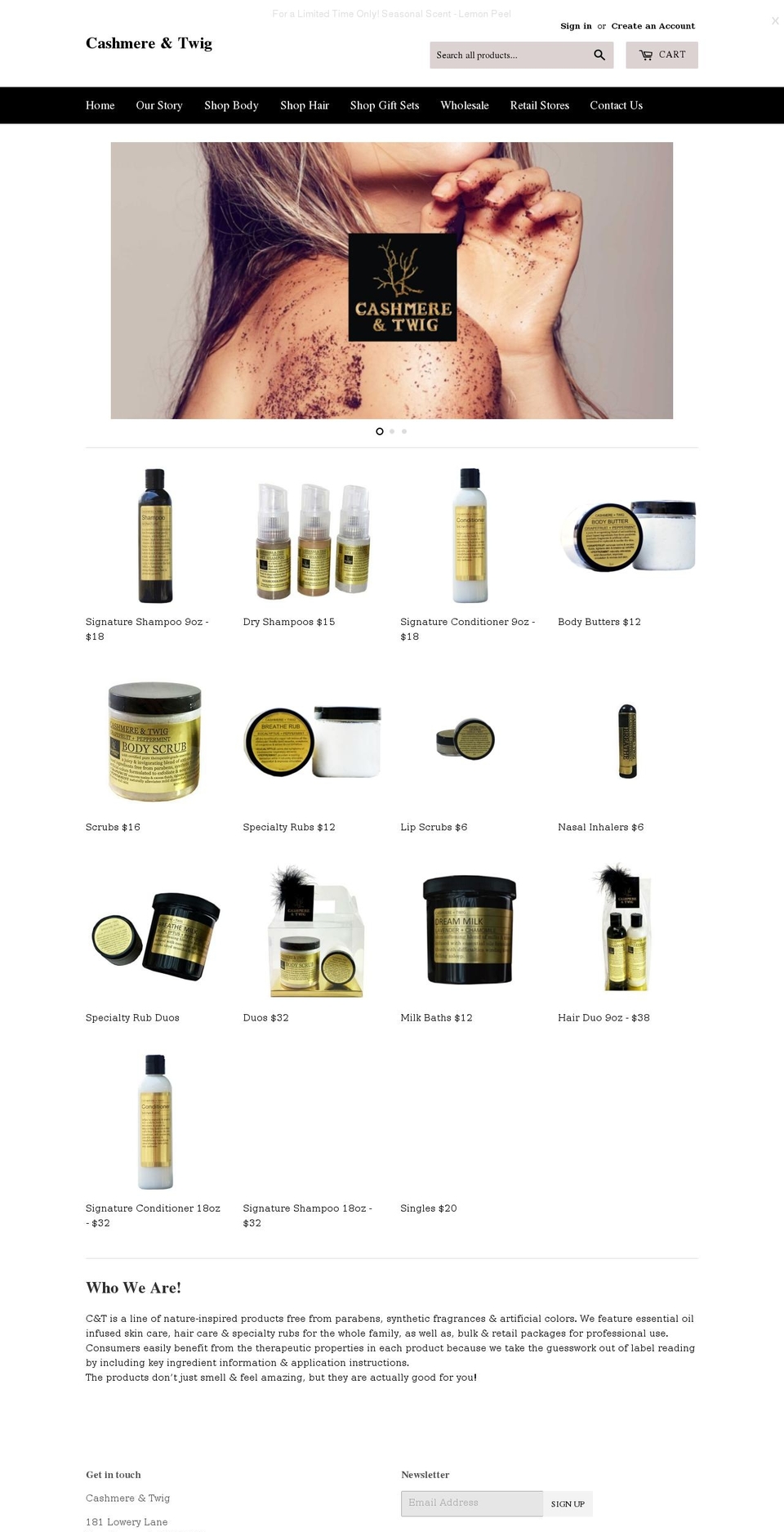 cashmereandtwig.com — Shopify storefront screenshot
