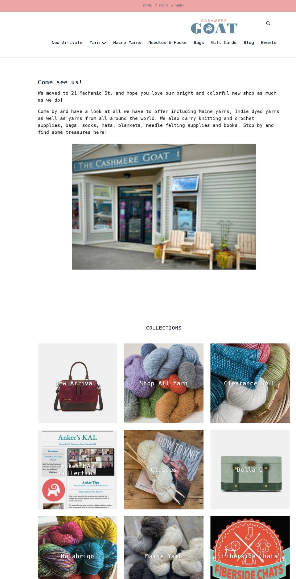 cashmeregoatyarn.com shopify website screenshot