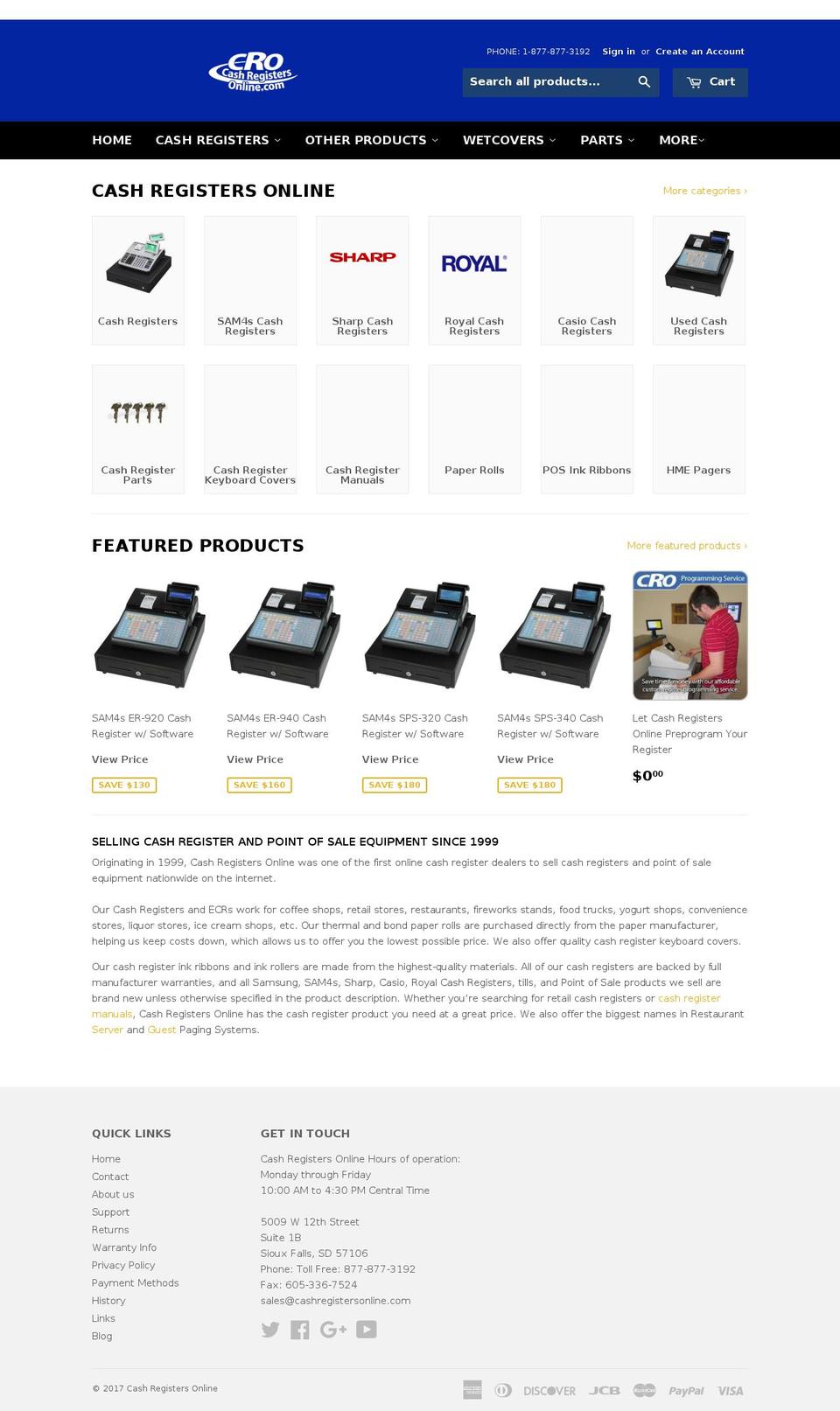 cashregistersonline.com shopify website screenshot