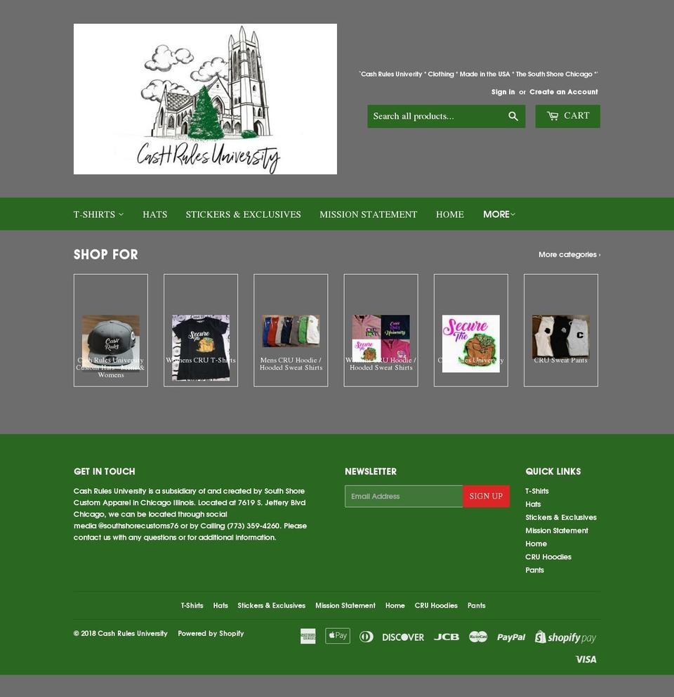 cashrulesclothing.com — Shopify storefront screenshot