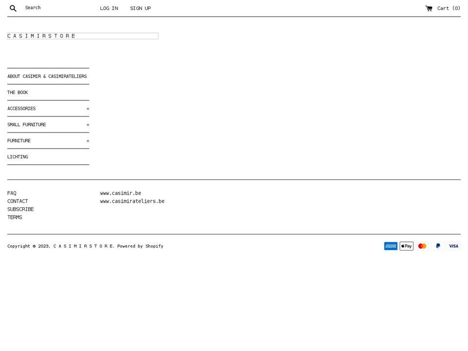 casimirstore.com shopify website screenshot