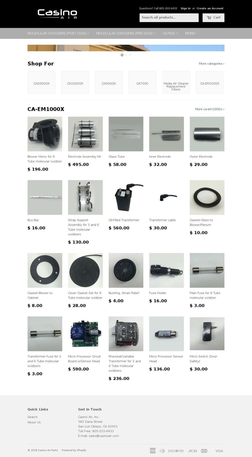 casinoairparts.com shopify website screenshot