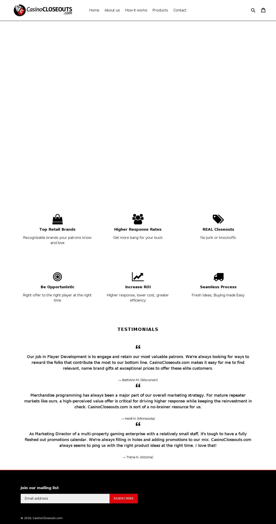 casinocloseouts.com — Shopify storefront screenshot