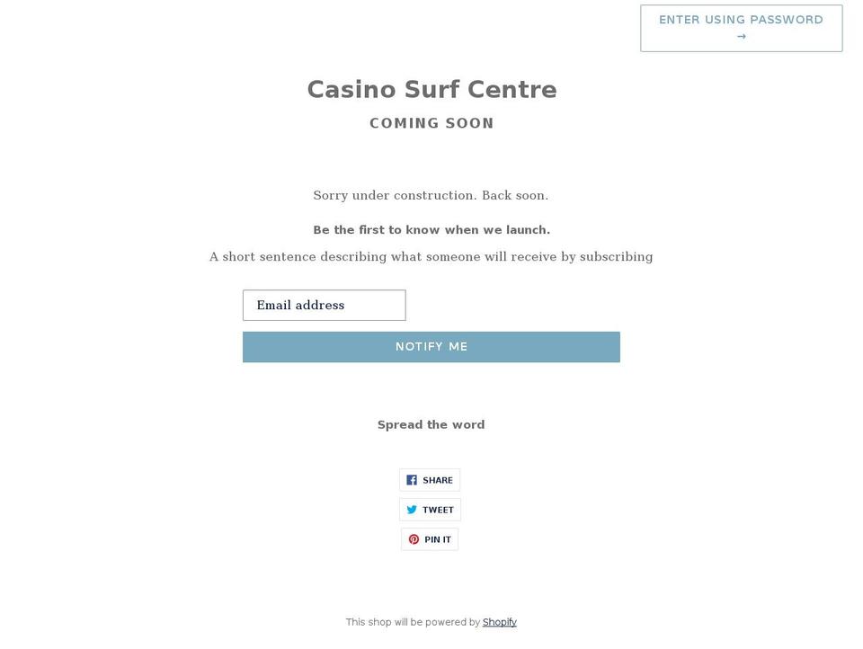 casinosurfcentre.com shopify website screenshot