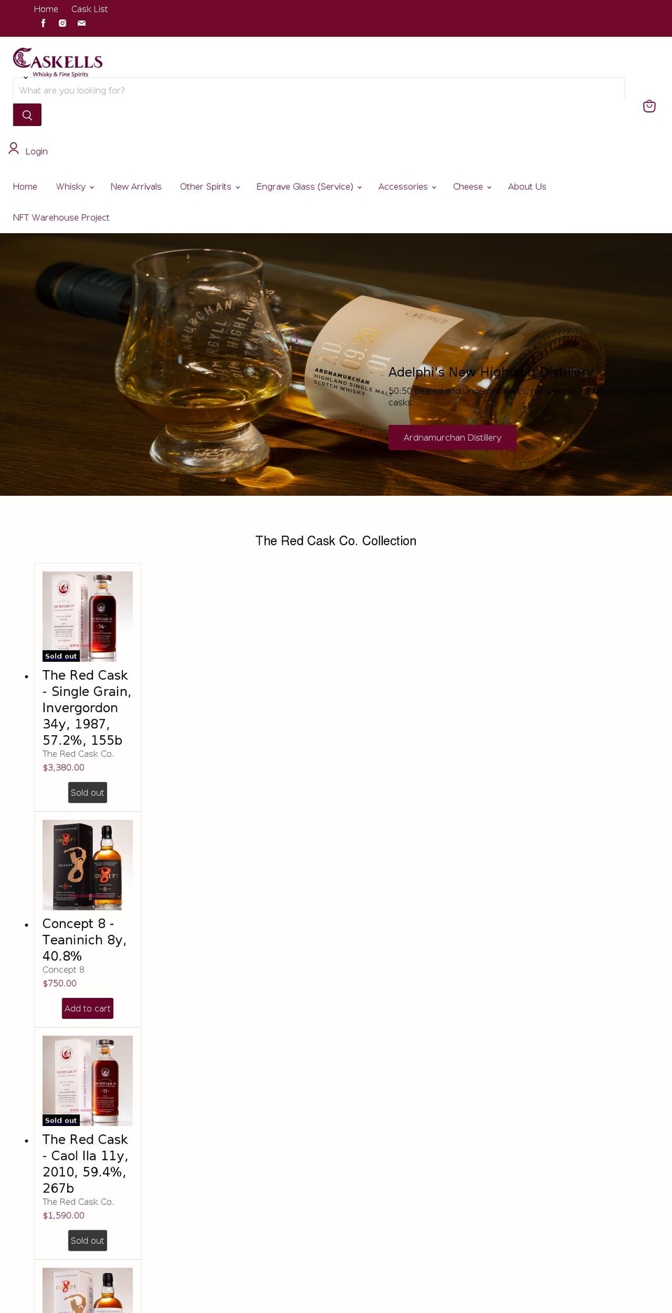 caskells.com shopify website screenshot