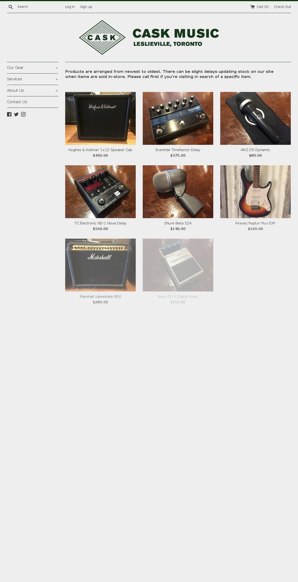 caskmusic.ca shopify website screenshot