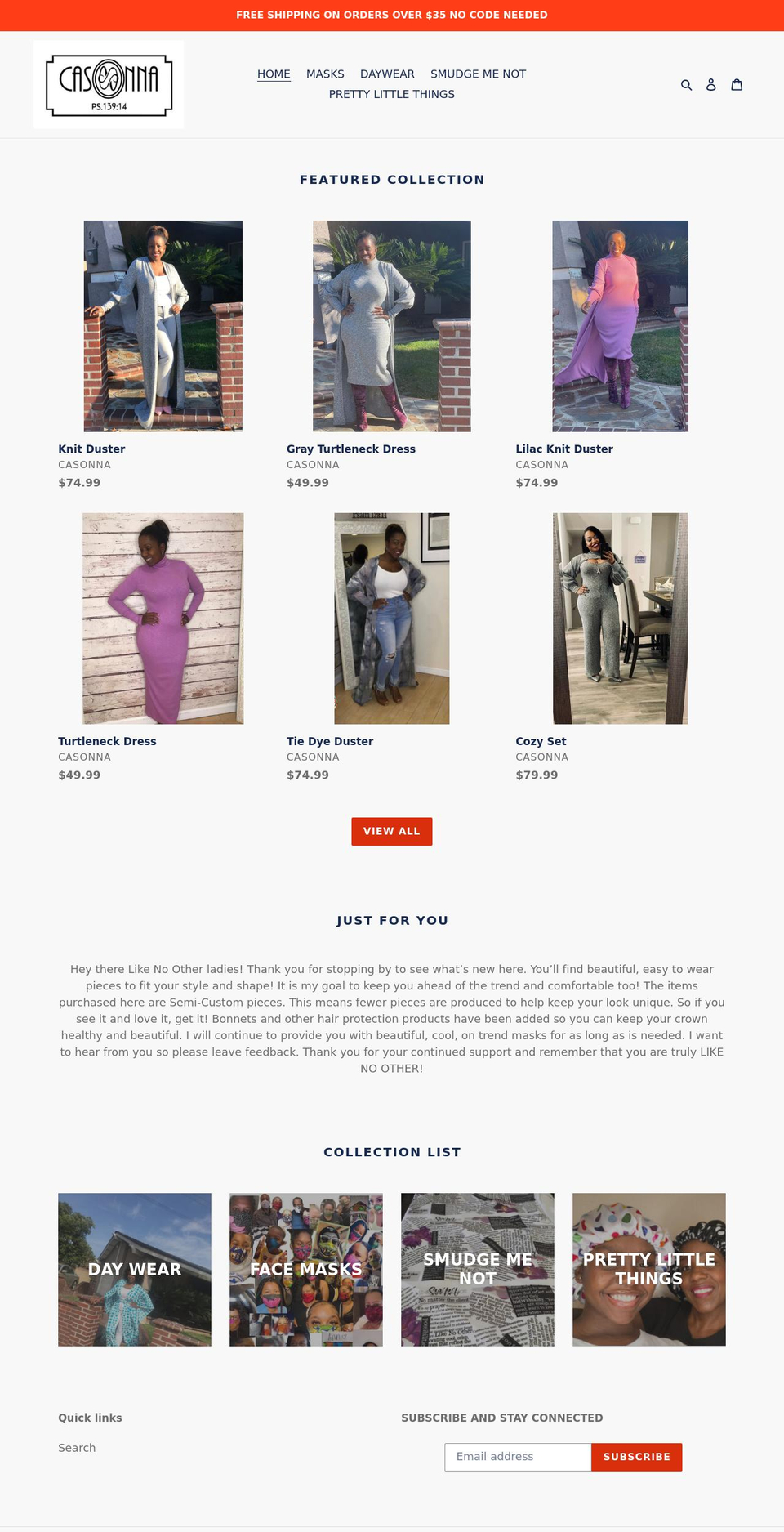 casonna.com shopify website screenshot