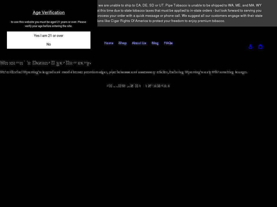 caspercigar.com shopify website screenshot