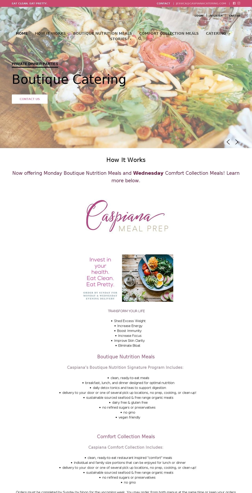 caspianacatering.com — Shopify storefront screenshot