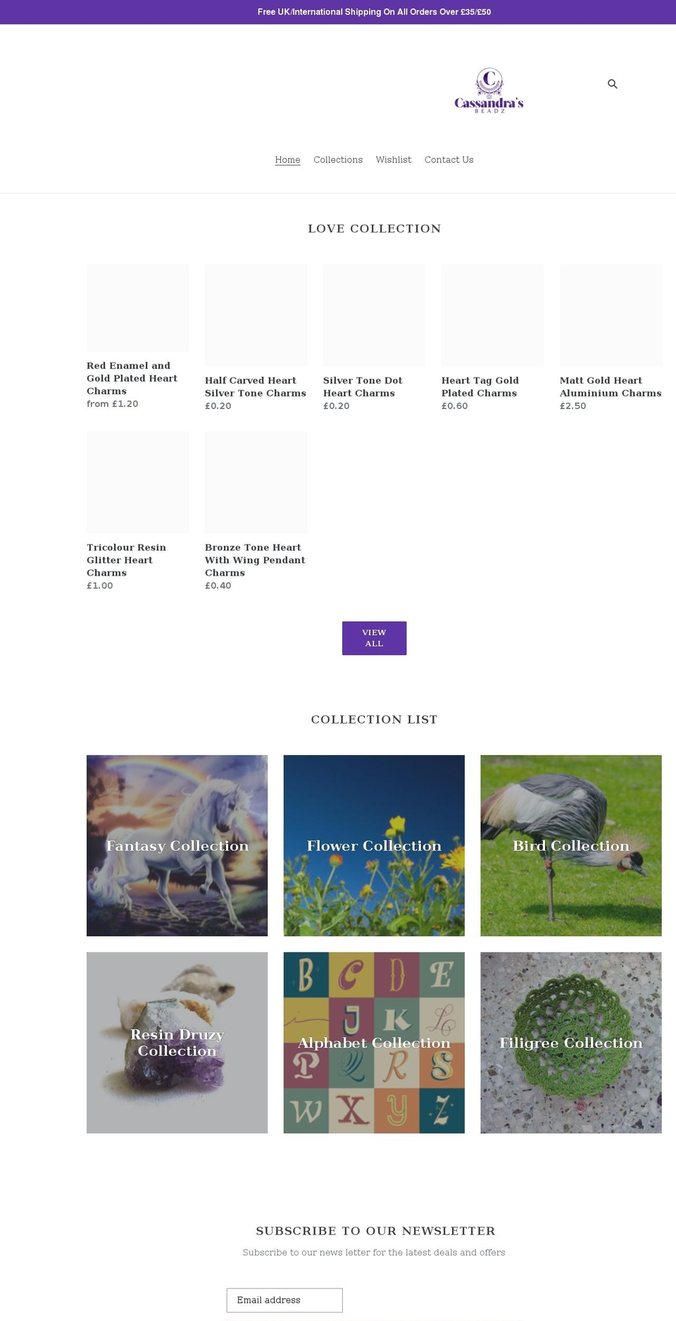 cassandrasbeadz.com shopify website screenshot