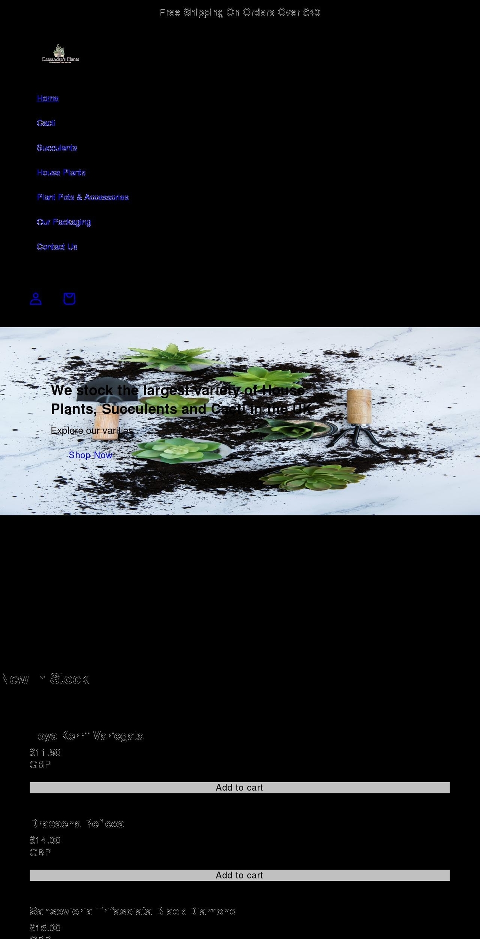 cassandrasplants.co.uk shopify website screenshot