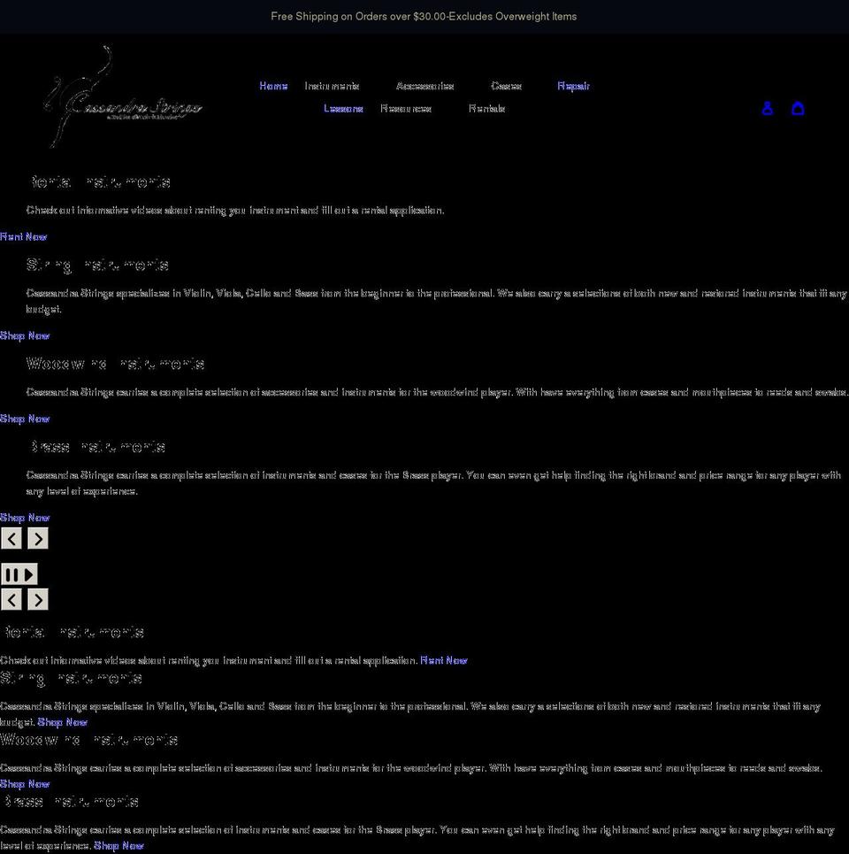 cassandrastrings.com shopify website screenshot