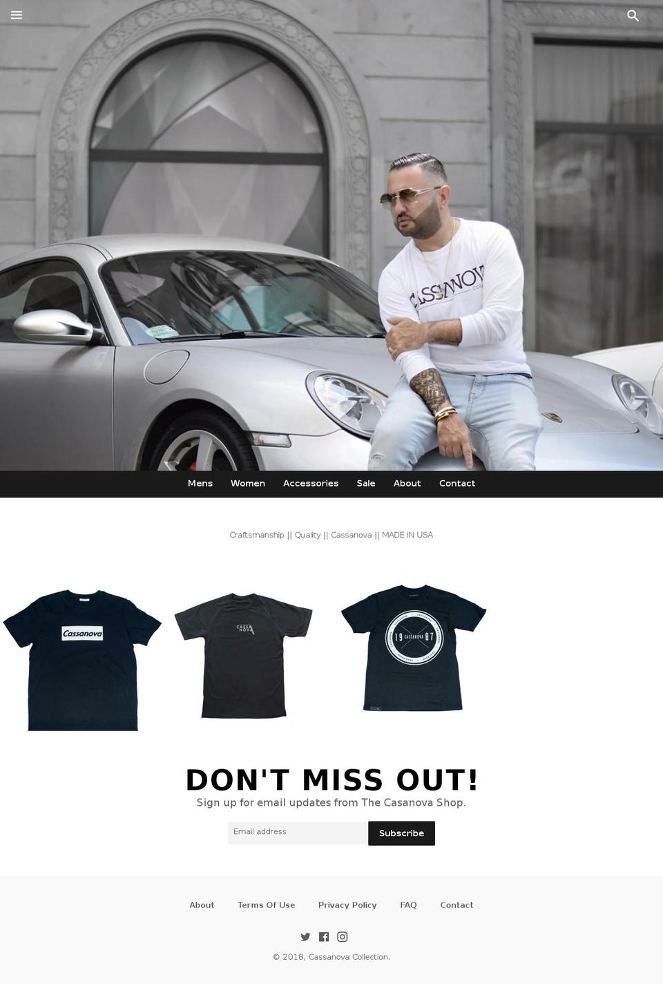 cassanovala.com shopify website screenshot