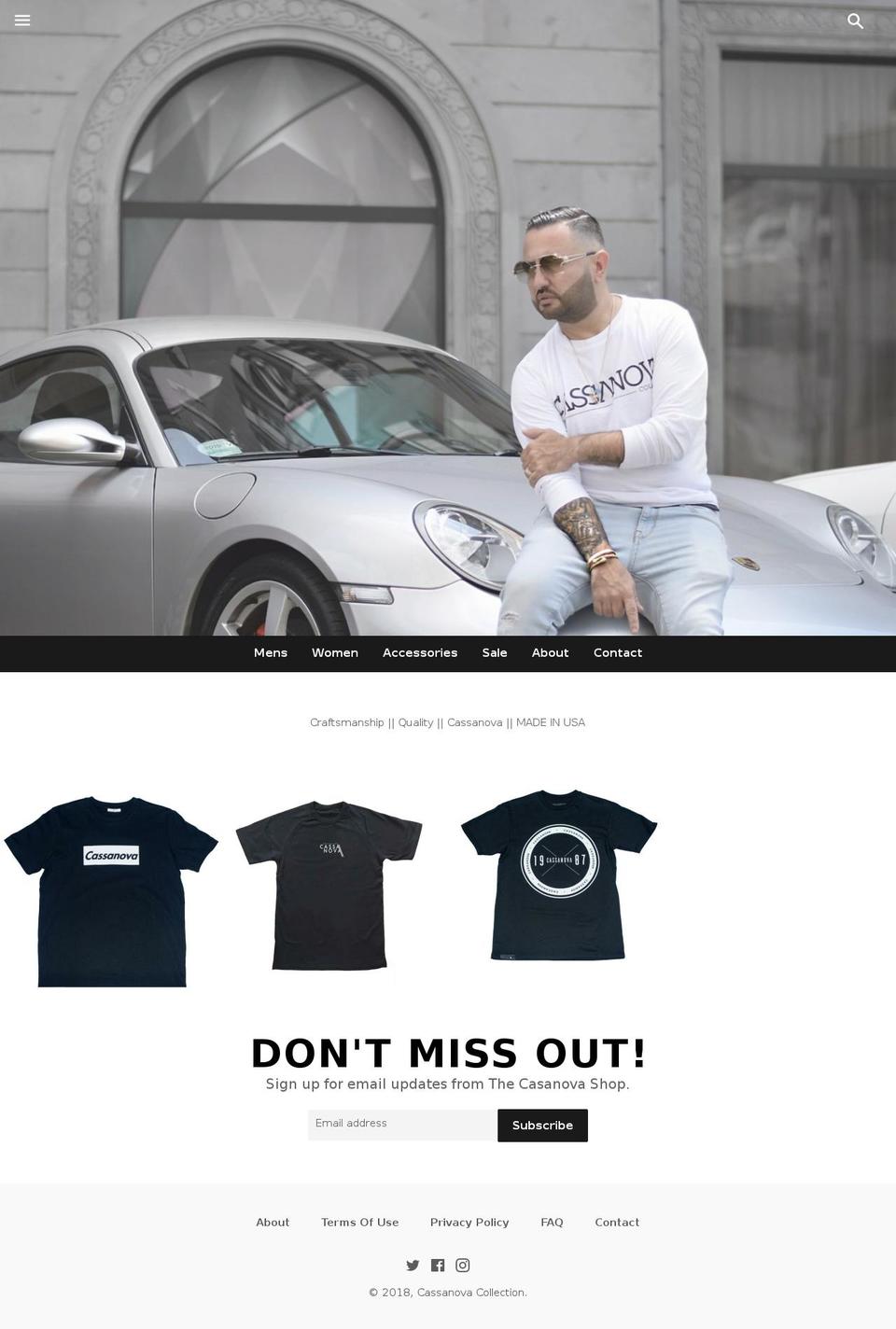 cassanovascollection.com shopify website screenshot