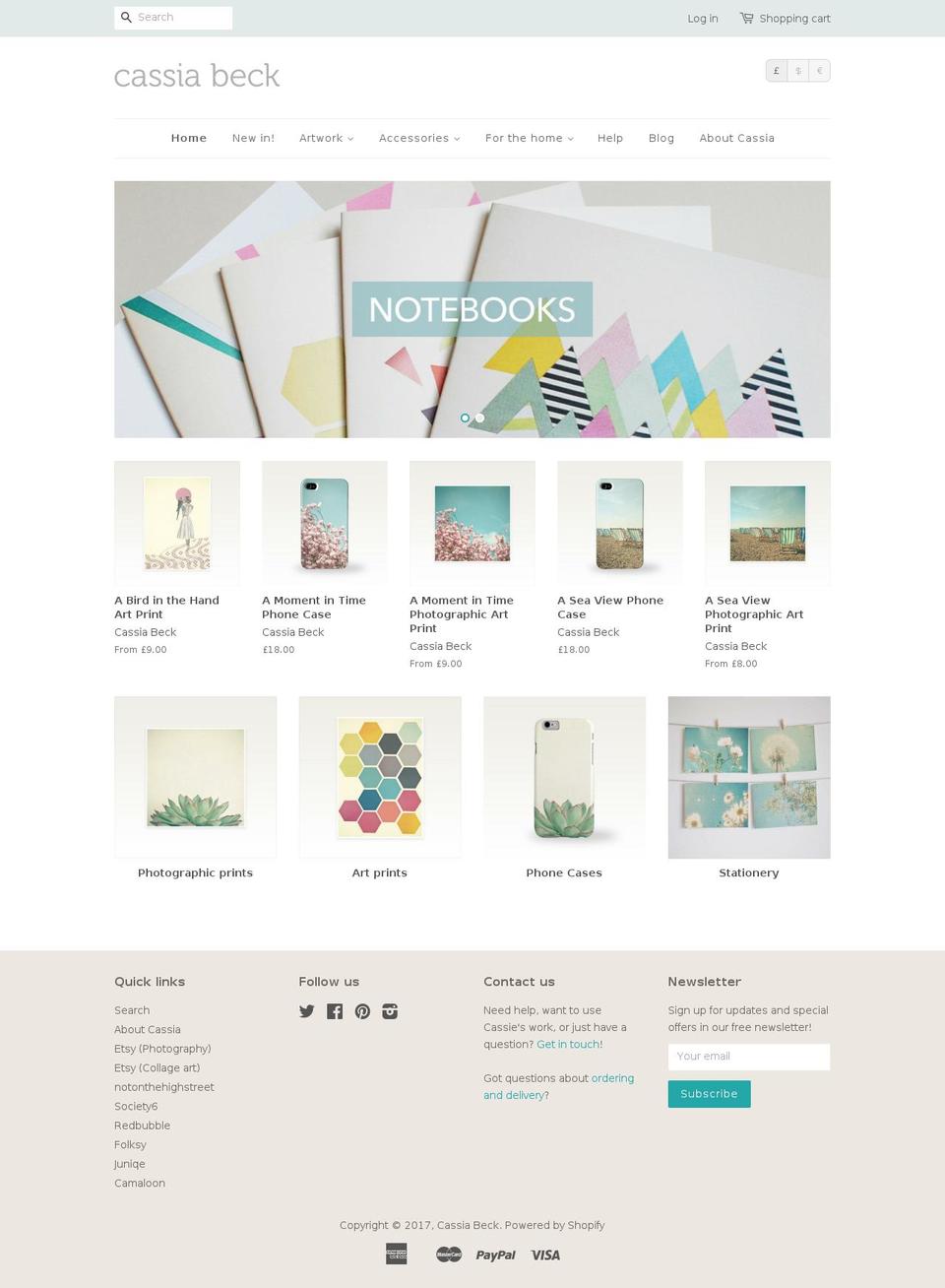 cassiabeck.com shopify website screenshot