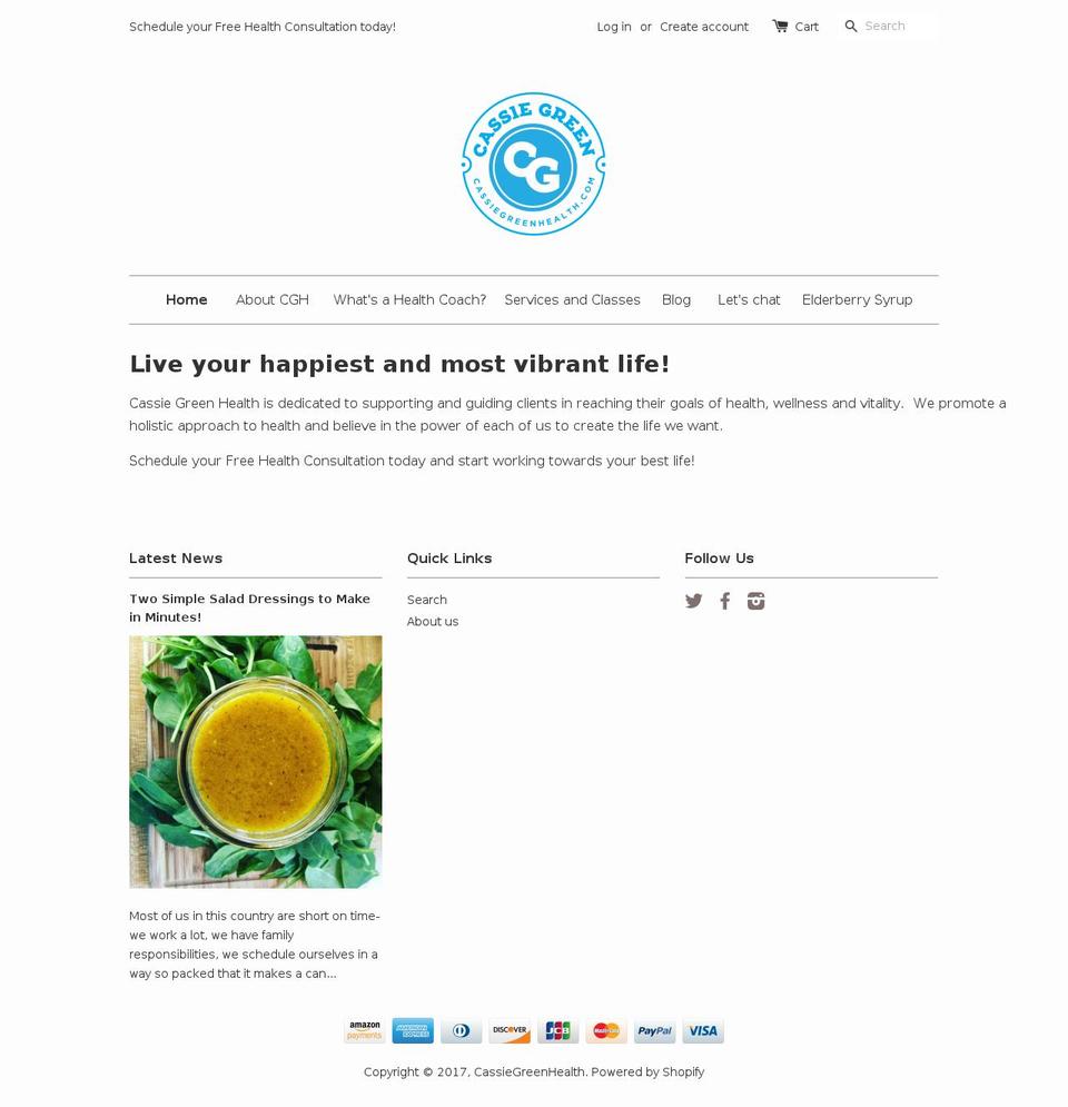 cassiegreenhealth.com shopify website screenshot