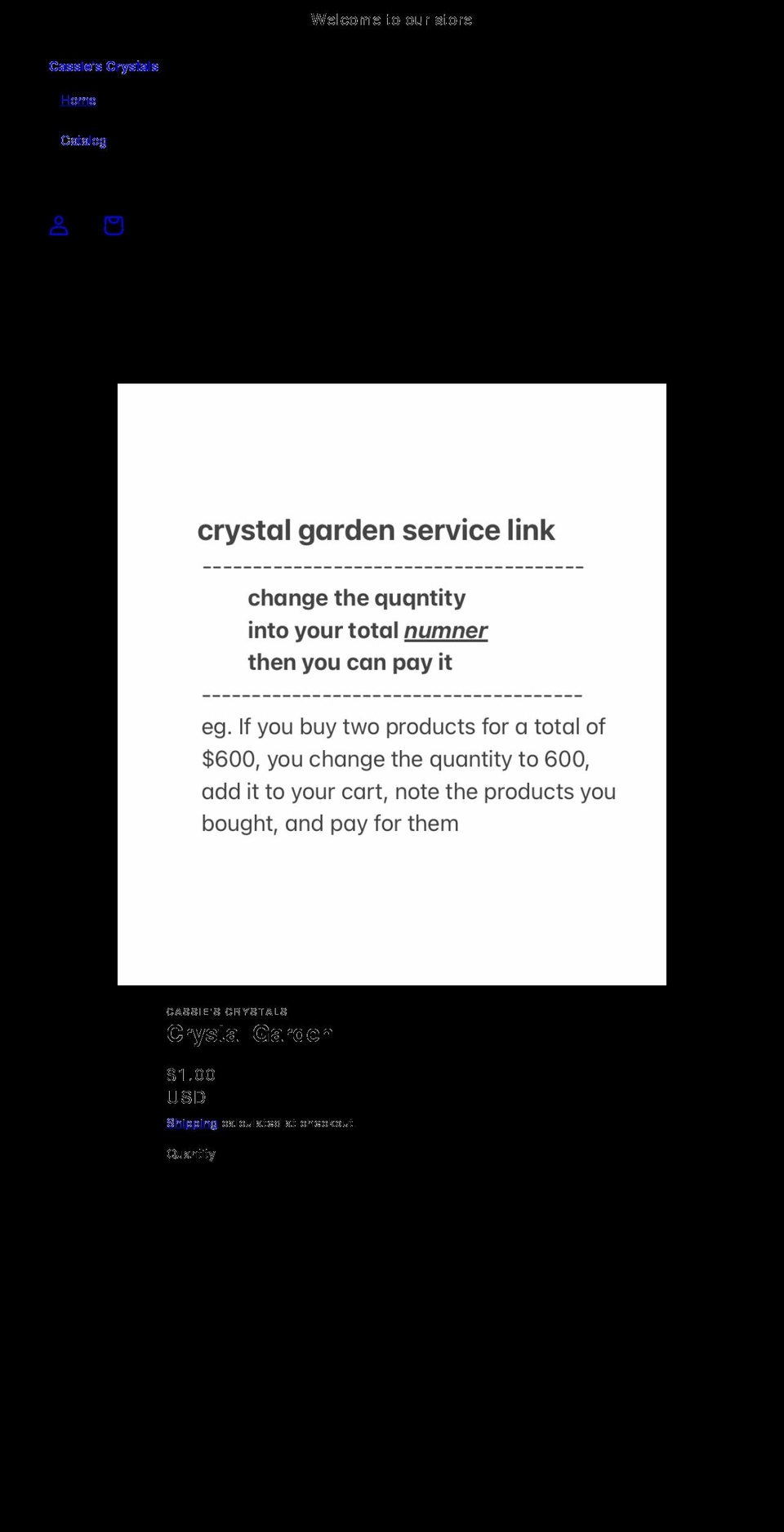 cassiescrystals.com — Shopify storefront screenshot