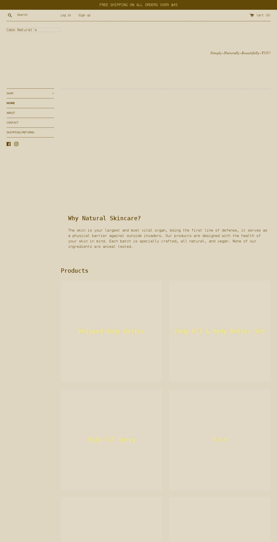 cassnaturals.com shopify website screenshot