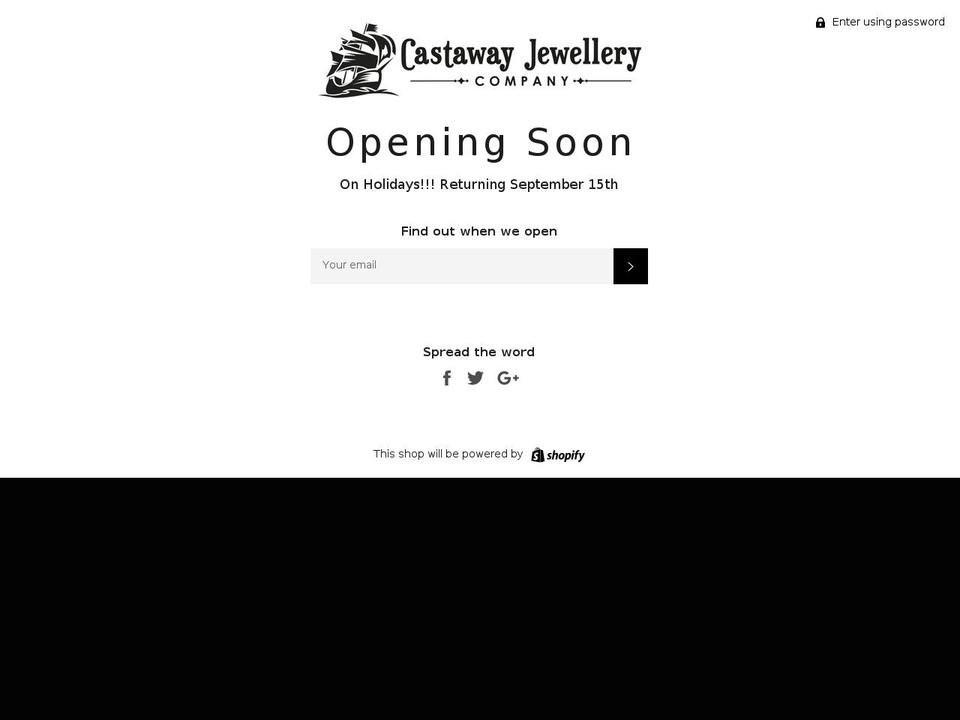 castawayjewellerycompany.com.au shopify website screenshot