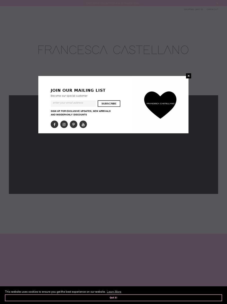 castellanofrancesca.com — Shopify storefront screenshot