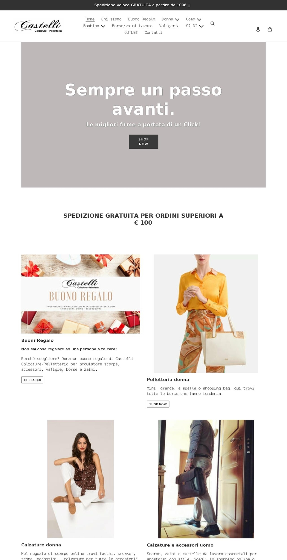 castellicalzaturepelletteria.com shopify website screenshot