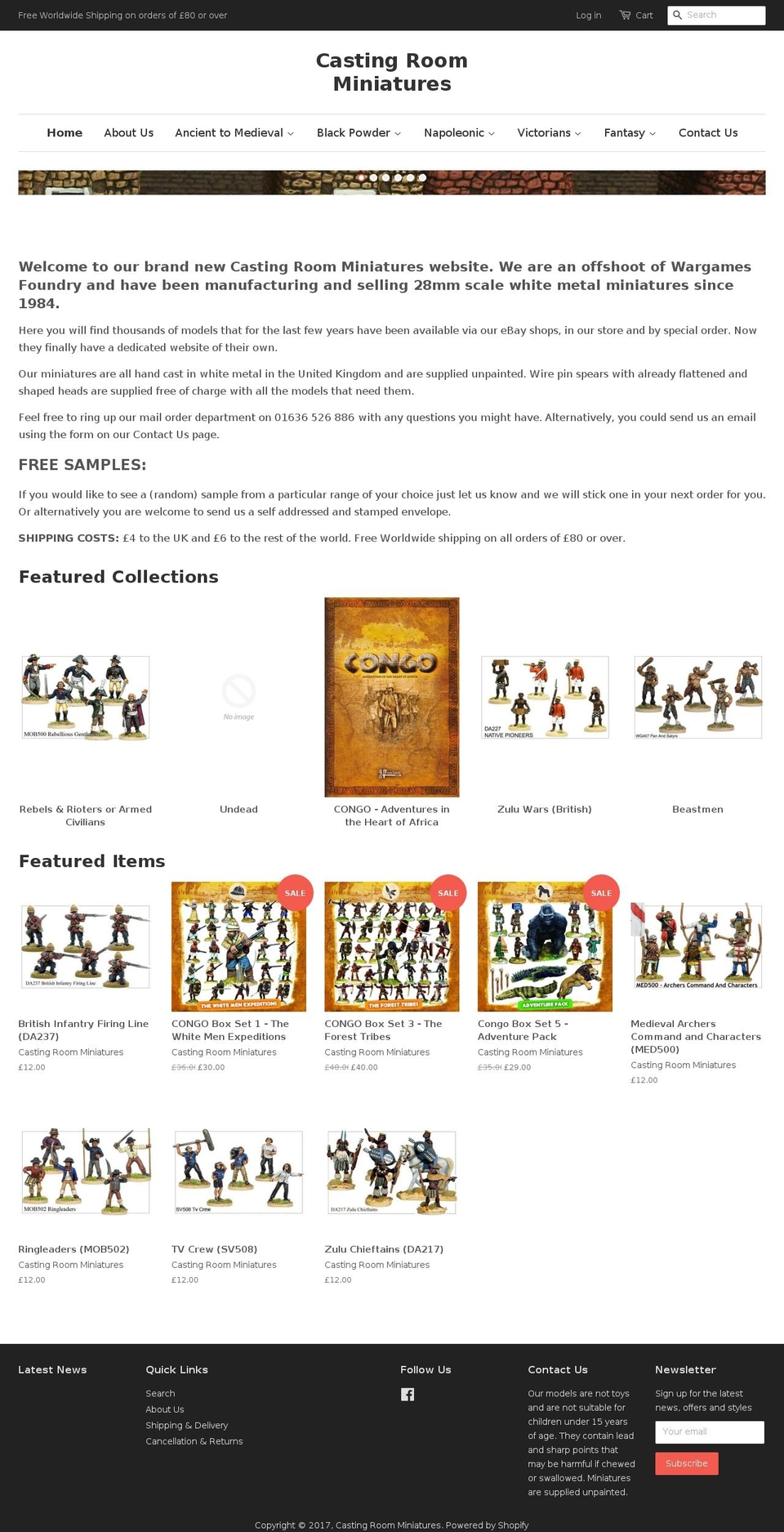 castingroomminiatures.com shopify website screenshot