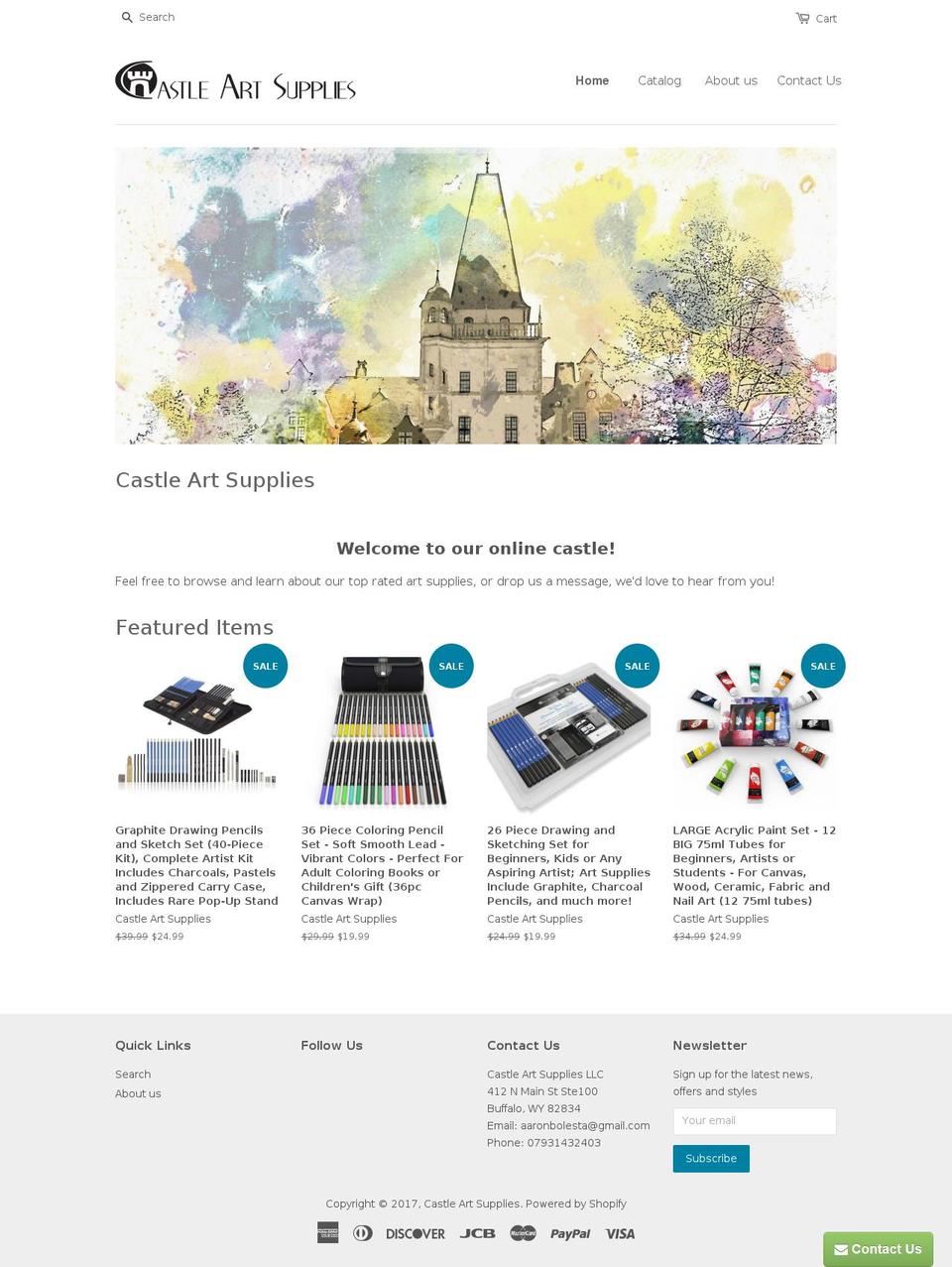 castleartsupplies.com shopify website screenshot