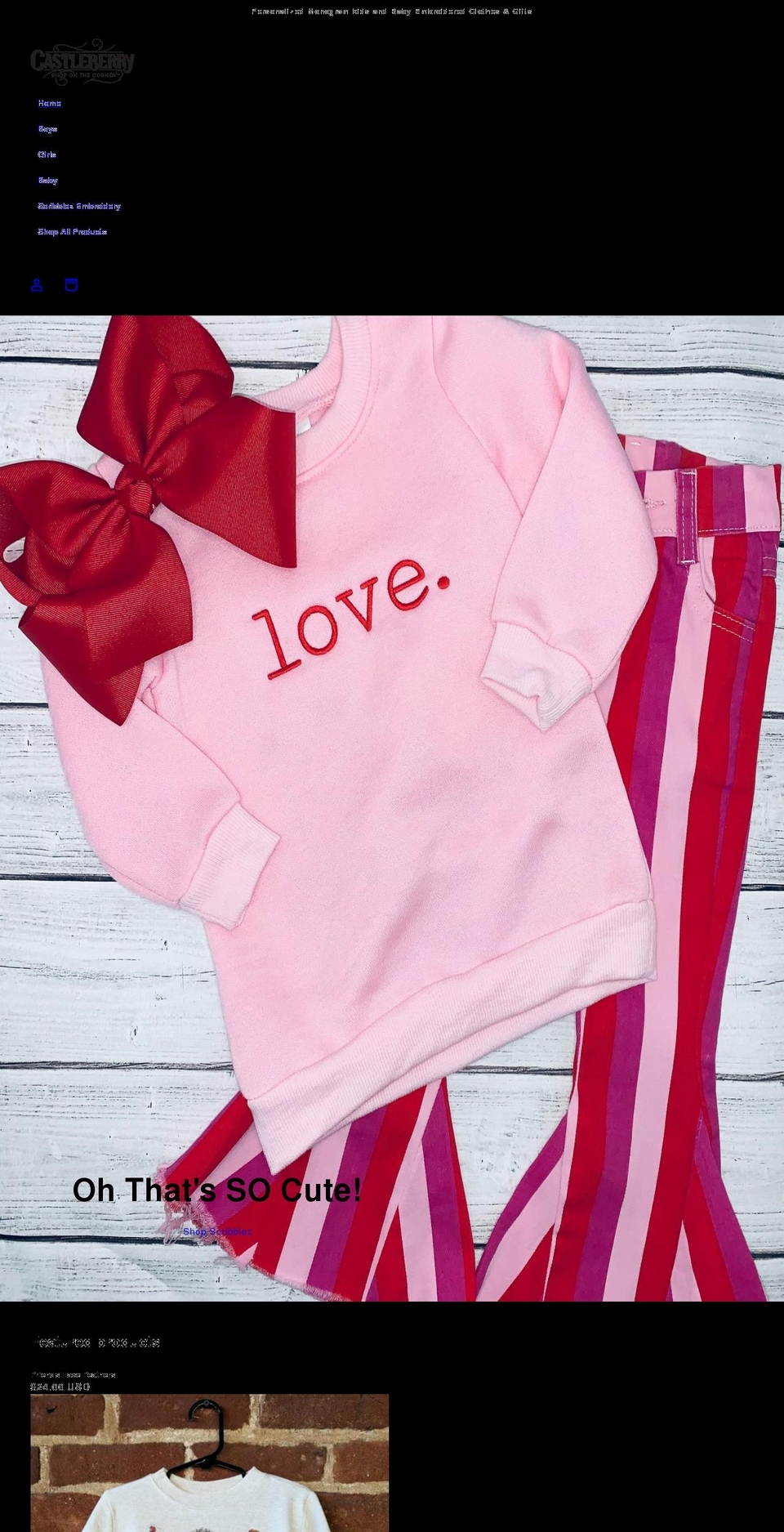 castleberryshop.com shopify website screenshot